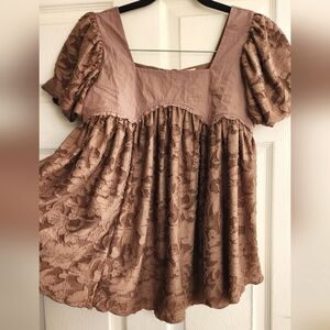 Free People Chocolate Floral Blouse